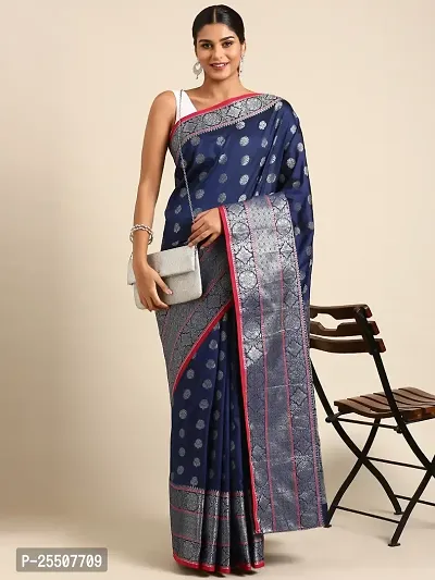 Stylish Litchi Silk Saree with Blouse piece For Women-thumb0