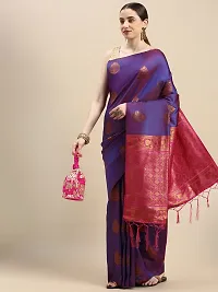 Stylish Litchi Silk Saree with Blouse piece For Women-thumb1