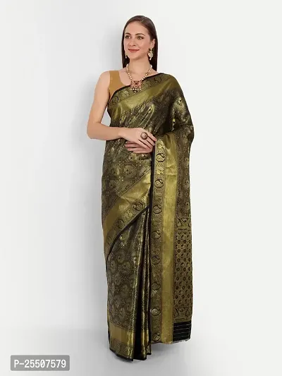 Stylish Litchi Silk Saree with Blouse piece For Women-thumb0