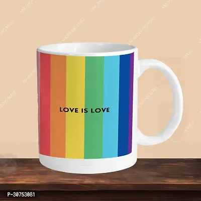 330ml Ceramic White Coffee Mug love is love rainbow Single Pack-thumb3