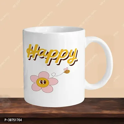 330ml Ceramic White Coffee Mug happy Single Pack-thumb3