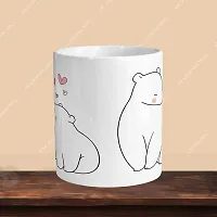 Premium 330ml Ceramic White Coffee Mug - bear- Single  Pack-thumb1