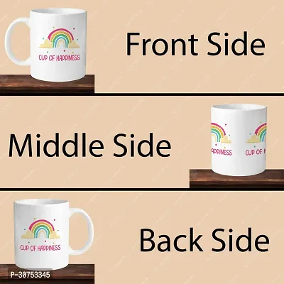 330ml Ceramic White Coffee Mug cup of happiness rainbow Single Pack-thumb4