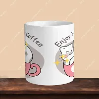 330ml Ceramic White Coffee Mug enjoy your coffee Single Pack-thumb1