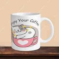 330ml Ceramic White Coffee Mug enjoy your coffee Single Pack-thumb2