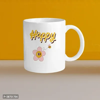 330ml Ceramic White Coffee Mug happy Single Pack-thumb0