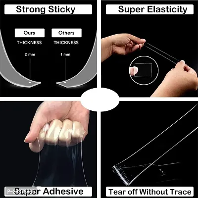 3 Meter Multipurpose Double Sided Tape - Adhesive Silicone Tape, Heavy Duty, Heat Resistant, Multi-Functional, Removable, Washable, Reusable Anti-Slip Gel Nano Grip Tape (grip tape)-thumb3