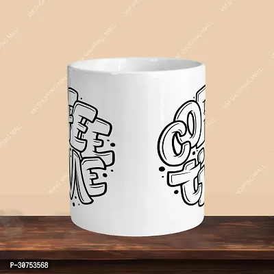 Premium 330ml Ceramic White Coffee Mug - coffee time 01 - Single Pack-thumb2