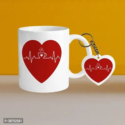 330ml Ceramic White Coffee Mug coffee lover 01 WithHeart Keychain