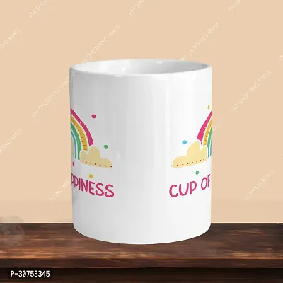 330ml Ceramic White Coffee Mug cup of happiness rainbow Single Pack-thumb2