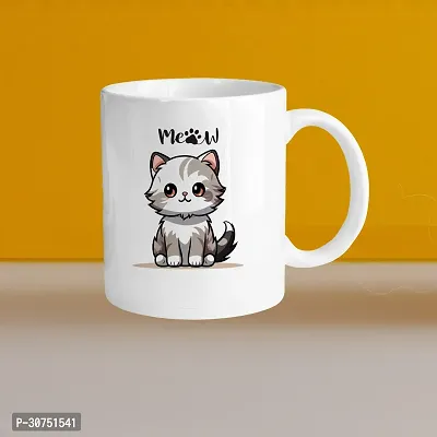 330ml Ceramic White Coffee Mug meow cat Single Pack-thumb0