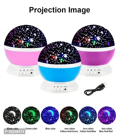 VM SHOPPING MALL Star Master Rotating 360 Degree Moon Night Light Lamp Projector with Colors and USB Cable,Lamp for Kids Room Night Bulb (Multi Color,Pack of 1,Plastic)