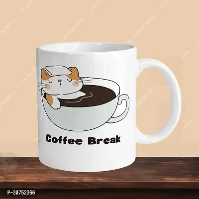 330ml Ceramic White Coffee Mug coffee break rest Single Pack-thumb3