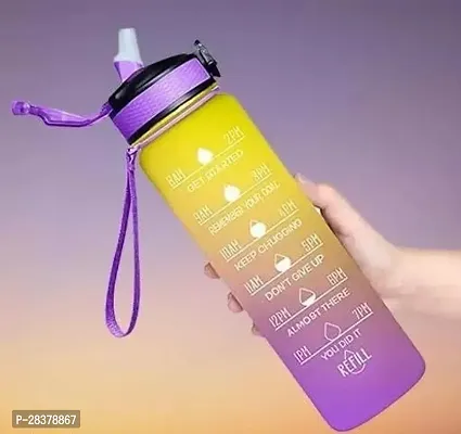 High Quality Motivational Water Bottle with Time Marker  Straw - BPA Free  Leakproof Tritian Frosted Portable Reusable Fitness Sport 1L Water Bottle for Men Women Kids Student to Office Gym Workout for Unisex and Kids-thumb0