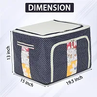 Steel frame Double Opening Zipped Storage Organiser bag with Window Folding Bag -Under Bed Closet Wardrobe Box(MuticolorDesigns) (66 LTR, 1 piece),-thumb1