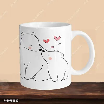 Premium 330ml Ceramic White Coffee Mug - bear- Single  Pack-thumb3