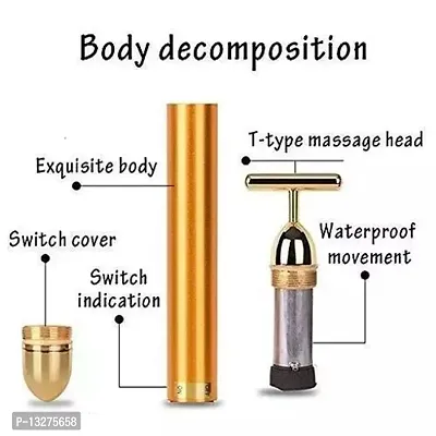 Trendy Gold Energy Beauty Bar Electric Vibration Facial Massage Roller, T-Shaped Anti Wrinkle Massagerwith 3D Roller Massager-thumb2