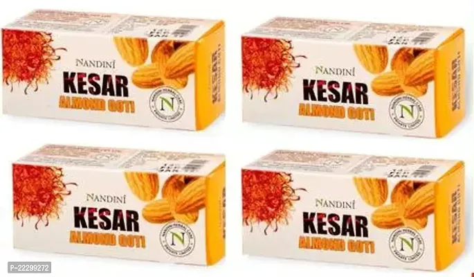 Double Lips Nandani Herbal Care Fairness Facial Kesar Almond Goti Soap- Pack Of 4-thumb0