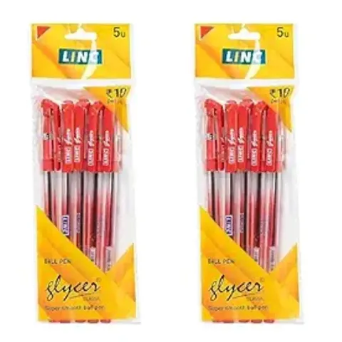 Linc Glycer 0.6 mm Ball Pen | Red Ink, Pack Of 20 (Pack of 2 )