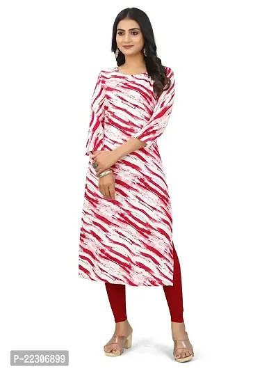 Women  A-Line Red Printed Crepe Kurta-thumb0