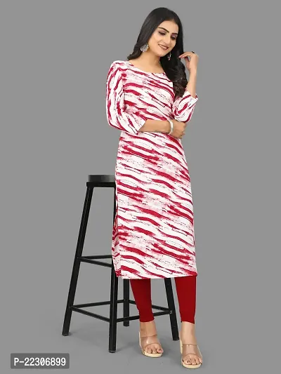 Women  A-Line Red Printed Crepe Kurta-thumb2