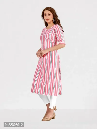 Women  A-Line Pink Printed Crepe Kurta-thumb5