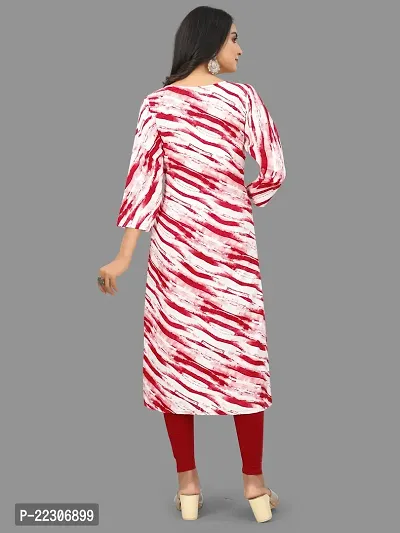 Women  A-Line Red Printed Crepe Kurta-thumb3