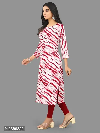 Women  A-Line Red Printed Crepe Kurta-thumb5