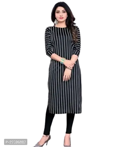 Women  A-Line Black Printed Crepe Kurta-thumb0