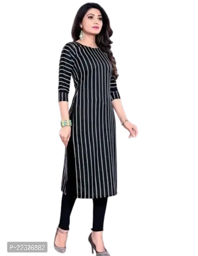 Women  A-Line Black Printed Crepe Kurta-thumb4