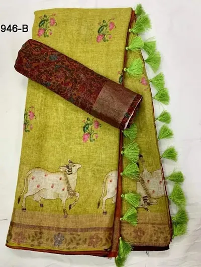 Fancy Silk Saree With Blouse Piece For Women