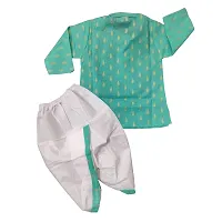 Stylish Green Cotton Self Pattern Ethnic Set For Boys-thumb1