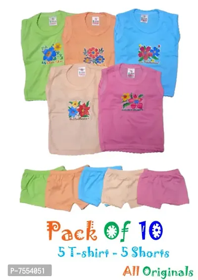 New Born Baby Comfortable Clothes Pack of 5 Colour Set (Round Neck Sleeve Less) for Baby Boy / Baby Girl (0 - 6 Months) Clothing Set || All Originals-thumb0