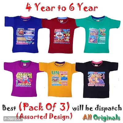 All Originals Cotton T-shirt for Kids Boys ( Pack Of 3 ) 4 Year to 6 Year ( Assorted )-thumb0