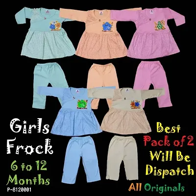 Full Sleeves Frock and Pajami for Baby Girl ( 6 to 12 M ( Dot )