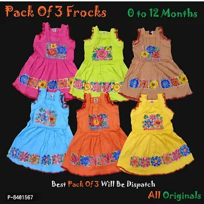Step Frock For Baby Girl ( Pack Of 3 ) ( Beautiful Assorted Colours ) ( Newborn Baby to 12 Months )-thumb0