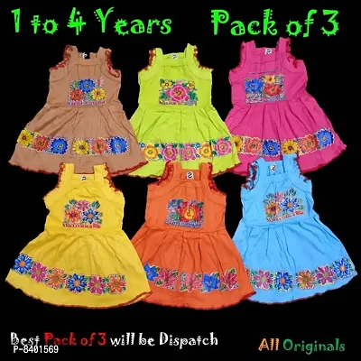 Step Frock For Baby Girl ( Pack Of 3 ) ( Beautiful Assorted Colours ) ( 1 Year to 4 Years )