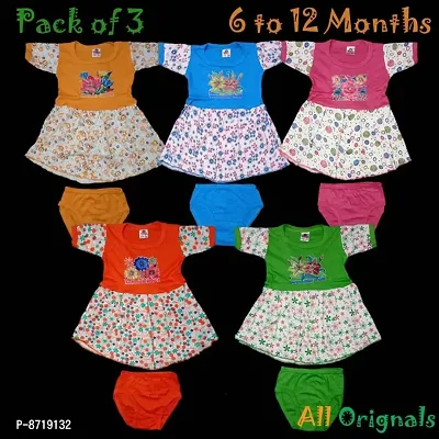 Half Sleeves Frock and Panty for Baby Girls 6 to 12 Months ( Assorted Colours ) || All Originals-thumb0