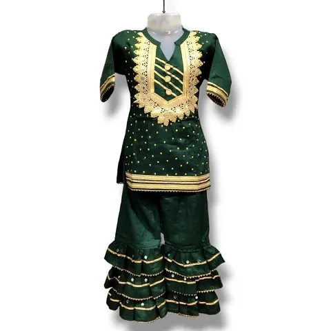 Beautiful Embellished Kurti With Sharara For Girls