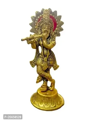 Idolatrous Metal Krishna With Bansuri Flute For Home Decor-thumb0