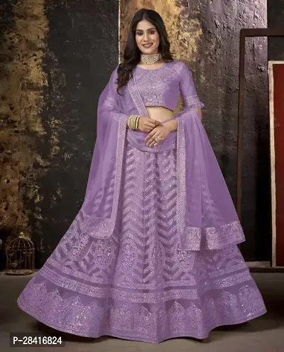 Embroiderad Lavender Women Lehenga Choli