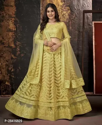 Embroiderad Yellow Women Lehenga Choli