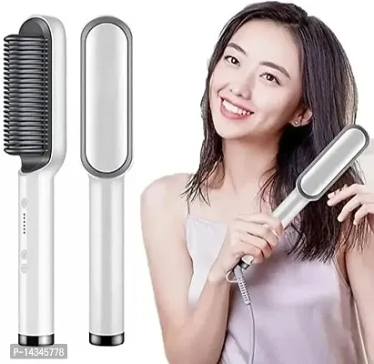 Electric Hair Straightener Comb for Women  Men, Hair Styler, Straightener machine Brush (Multicolor)-thumb0
