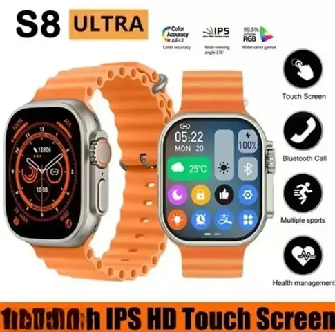 Ultra Smart Watch HD Display Smart Watch (Orange Strap, 45) Smartwatch