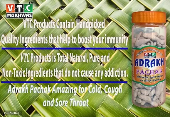 VTC Mukhwas Chatpata Adrak Pachak Churan | Digestive Ginger | Dry Ginger Candy | After Meal Hajma Ayurvedic Relief in Sore Throat Nausea Churan 150 Gram (Pack of 1)-thumb3