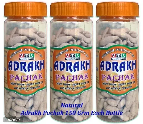 VTC Mukhwas Chatpata Adrak Pachak Churan | Digestive Ginger | Dry Ginger Candy | After Meal Hajma Ayurvedic Relief in Sore Throat Nausea Churan 450 Gram (Pack of 3)