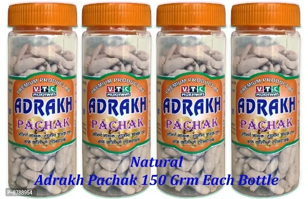 VTC Mukhwas Chatpata Adrak Pachak Churan | Digestive Ginger | Dry Ginger Candy | After Meal Hajma Ayurvedic Relief in Sore Throat Nausea Churan 600 Gram (Pack of 4)