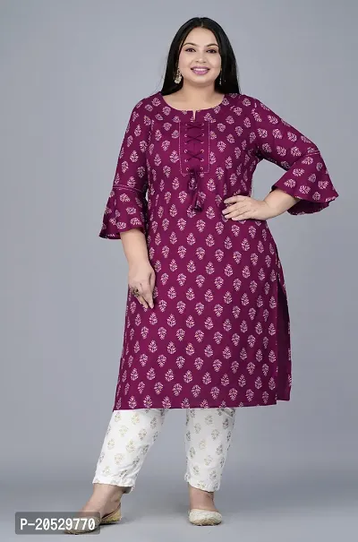 Stylish A-Line Purple Viscose Rayon Kurta Set For Women