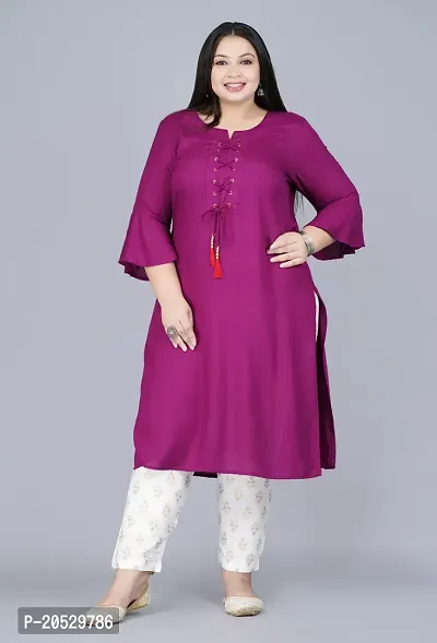 Stylish A-Line Purple Viscose Rayon Kurta Set For Women-thumb0