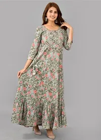 Elegant Grey Embroidered Viscose Rayon Anarkali Kurta For Women-thumb2